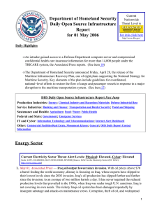 Department of Homeland Security Daily Open Source Infrastructure Report for 01 May 2006
