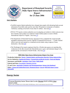 Department of Homeland Security Daily Open Source Infrastructure Report for 23 June 2006