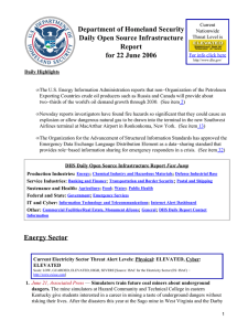 Department of Homeland Security Daily Open Source Infrastructure Report for 22 June 2006