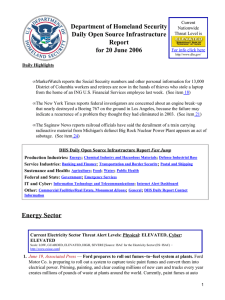 Department of Homeland Security Daily Open Source Infrastructure Report for 20 June 2006