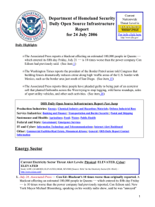 Department of Homeland Security Daily Open Source Infrastructure Report for 24 July 2006