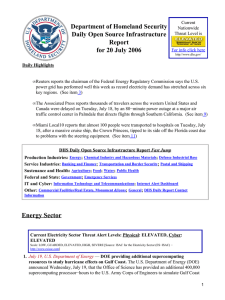 Department of Homeland Security Daily Open Source Infrastructure Report for 20 July 2006