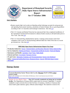 Department of Homeland Security Daily Open Source Infrastructure Report for 17 October 2006