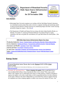 Department of Homeland Security Daily Open Source Infrastructure Report for 28 November 2006