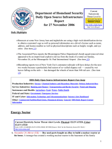 Department of Homeland Security Daily Open Source Infrastructure Report for 27 November 2006
