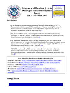 Department of Homeland Security Daily Open Source Infrastructure Report for 24 November 2006