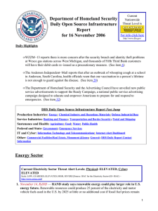 Department of Homeland Security Daily Open Source Infrastructure Report for 16 November 2006