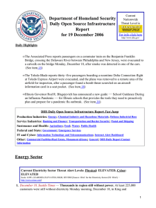 Department of Homeland Security Daily Open Source Infrastructure Report for 19 December 2006