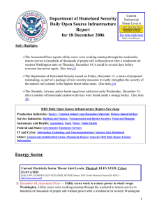 Department of Homeland Security Daily Open Source Infrastructure Report for 18 December 2006