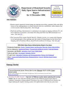 Department of Homeland Security Daily Open Source Infrastructure Report for 11 December 2006