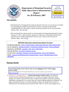 Department of Homeland Security Daily Open Source Infrastructure Report for 28 February 2007