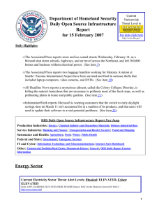 Department of Homeland Security Daily Open Source Infrastructure Report for 15 February 2007