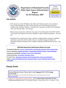 Department of Homeland Security Daily Open Source Infrastructure Report for 02 February 2007