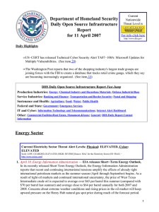 Department of Homeland Security Daily Open Source Infrastructure Report for 11 April 2007