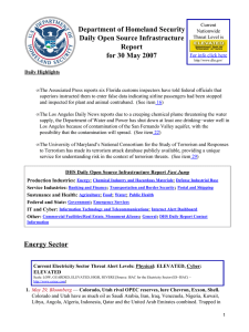 Department of Homeland Security Daily Open Source Infrastructure Report for 30 May 2007