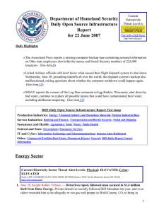 Department of Homeland Security Daily Open Source Infrastructure Report for 22 June 2007