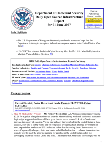 Department of Homeland Security Daily Open Source Infrastructure Report for 01 June 2007