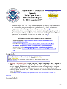 Department of Homeland Security Daily Open Source Infrastructure Report