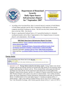 Department of Homeland Security Daily Open Source Infrastructure Report