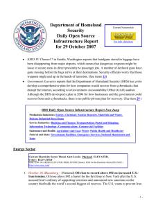 Department of Homeland Security Daily Open Source Infrastructure Report