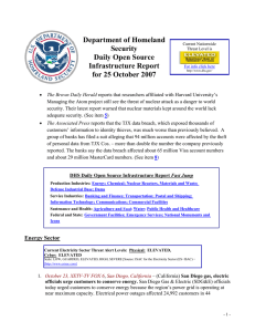 Department of Homeland Security Daily Open Source Infrastructure Report