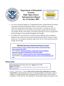 Department of Homeland Security Daily Open Source Infrastructure Report