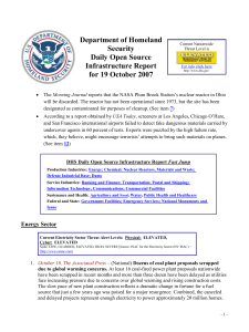 Department of Homeland Security Daily Open Source Infrastructure Report