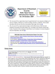 Department of Homeland Security Daily Open Source Infrastructure Report