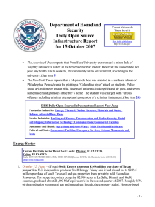 Department of Homeland Security Daily Open Source Infrastructure Report