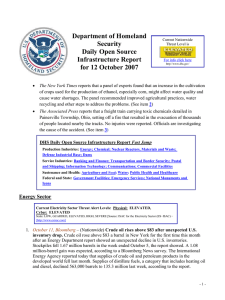 Department of Homeland Security Daily Open Source Infrastructure Report