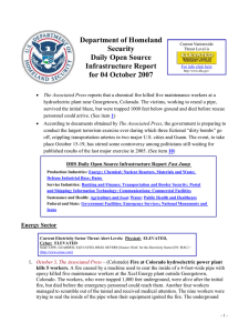 Department of Homeland Security Daily Open Source Infrastructure Report