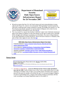 Department of Homeland Security Daily Open Source Infrastructure Report