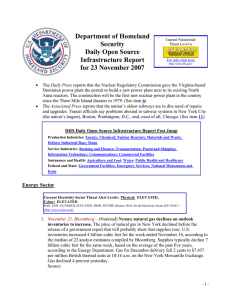 Department of Homeland Security Daily Open Source Infrastructure Report