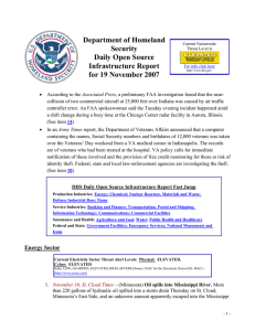 Department of Homeland Security Daily Open Source Infrastructure Report