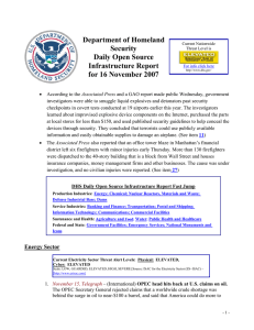 Department of Homeland Security Daily Open Source Infrastructure Report