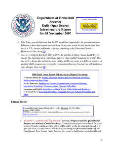 Department of Homeland Security Daily Open Source Infrastructure Report