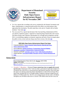 Department of Homeland Security Daily Open Source Infrastructure Report