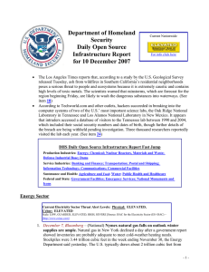 Department of Homeland Security Daily Open Source Infrastructure Report