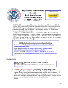 Department of Homeland Security Daily Open Source Infrastructure Report