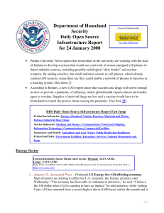 Department of Homeland  Security Daily Open Source