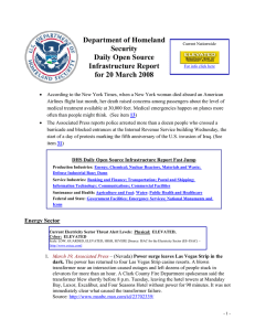 Department of Homeland Security Daily Open Source Infrastructure Report