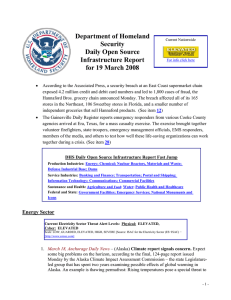 Department of Homeland  Security Daily Open Source