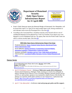 Department of Homeland Security Daily Open Source Infrastructure Report