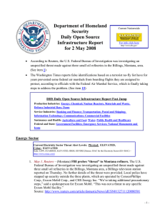 Department of Homeland Security Daily Open Source Infrastructure Report