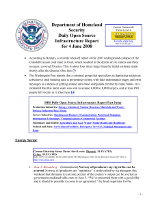 Department of Homeland Security Daily Open Source Infrastructure Report