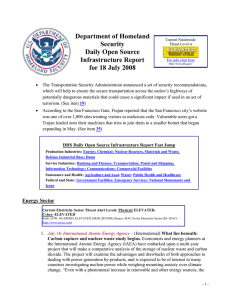 Department of Homeland Security Daily Open Source Infrastructure Report