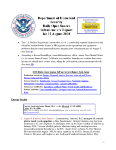 Department of Homeland Security Daily Open Source Infrastructure Report