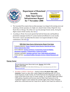 Department of Homeland Security Daily Open Source Infrastructure Report