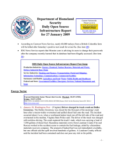 Department of Homeland  Security Daily Open Source