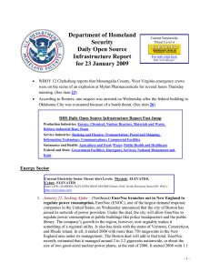 Department of Homeland Security Daily Open Source Infrastructure Report